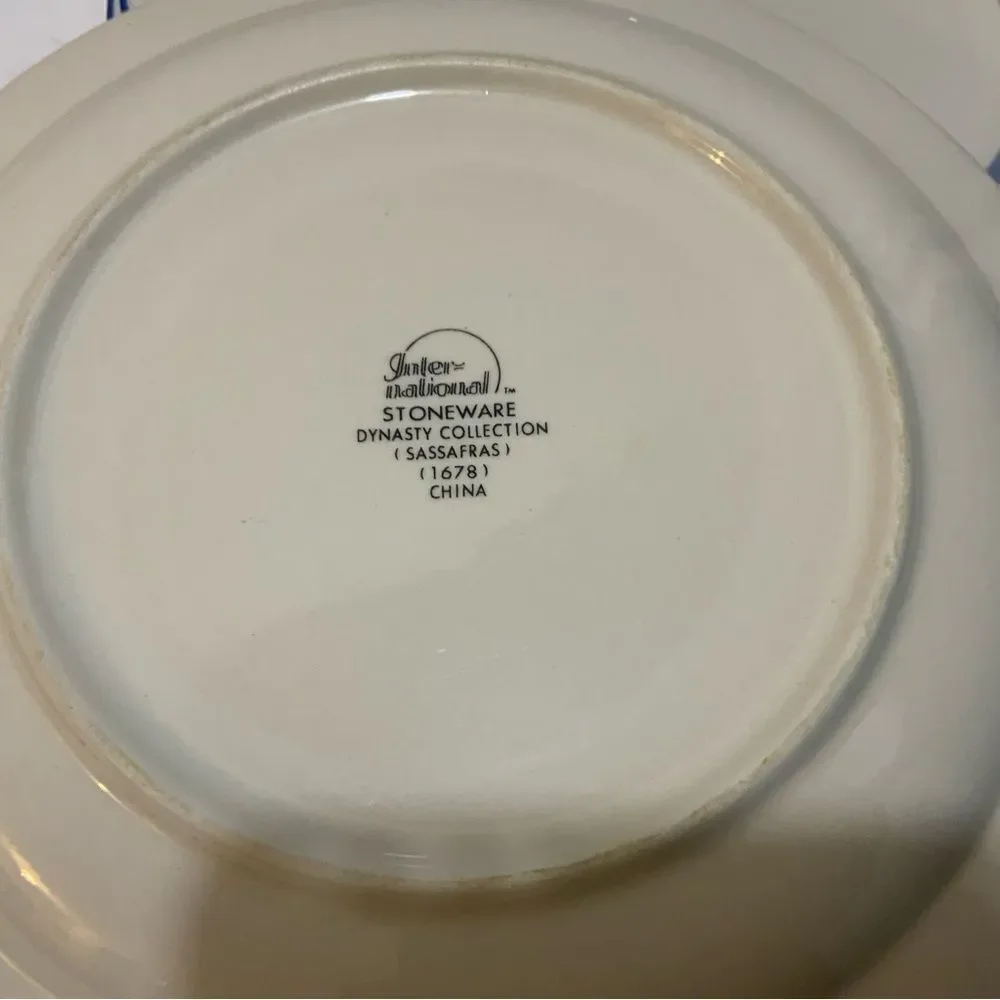 4 International Stoneware Dynasty Collection Sassafras 1678 Dinner Plates G6